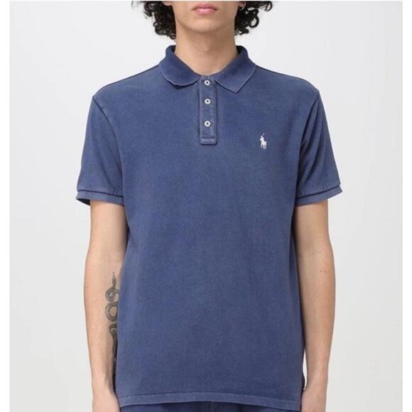 Polo Ralph Lauren Custom Fit Spa Terry Polo Shirt Newport Navy M - Picture 1 of 11